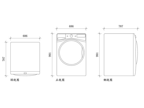  滚筒洗衣机 洗衣机滚筒式 衣物滚筒清洗机 滚筒洗衣设备cad施工图 