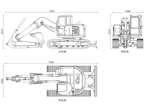  挖土机 工程挖机 挖掘机械 施工挖机 土方挖掘机cad施工图 