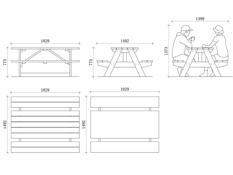  户外餐桌 野餐台 户外用餐桌 便携式餐桌 自然风格餐桌cad施工图 