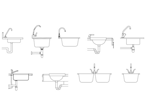  水槽排水系统 水槽一体下水 下水集成系统 一体式水槽排水 水cad施工图 
