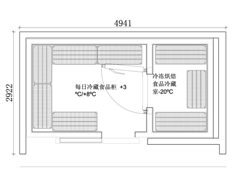  烘焙冷库平面图 冷库布局图 烘焙产品冷藏图 冷藏库设计图cad施工图 