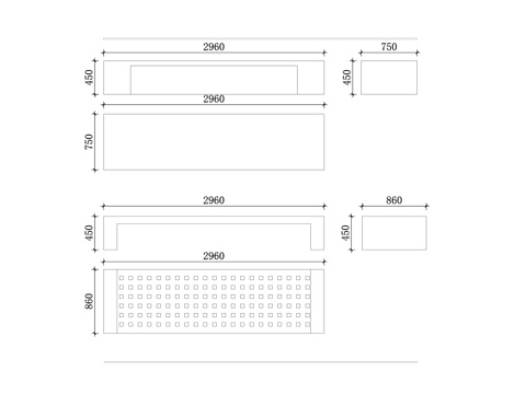  公园石凳 公园固定椅 混凝土座椅 长条石凳 园林休息凳cad施工图 