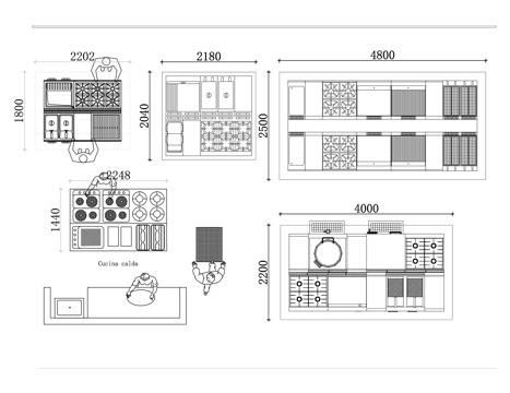  厨房灶台 餐饮炉具 烹饪设备 餐厅灶具 厨房烹饪设施cad施工图 