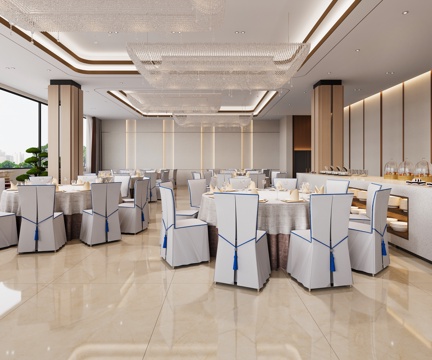 现代轻宴会厅3d模型 