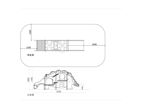  恐龙造型攀爬架 儿童恐龙爬网 恐龙主题攀爬设施 儿童游乐恐龙cad施工图 
