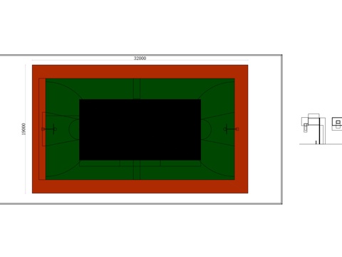  篮球运动场 篮球场地 篮球竞技场 户外篮球区 室内篮球馆cad施工图 