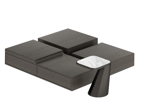  现代茶几组合3d模型 