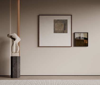  现代极简装饰画 侘寂中古风挂画 奶油风装饰画 意式挂画 黑白su模型 