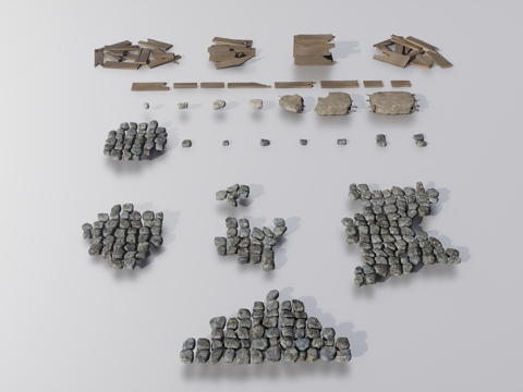  木块砖块3d模型 