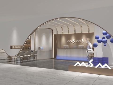  商场店铺 展厅 前台接待3d模型 