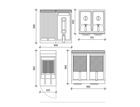  炸锅 油炸设备 炸制器具 油炸炉 深油炸锅cad施工图 