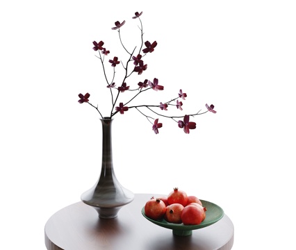  法式花瓶花艺 果盘 水果摆件3d模型 