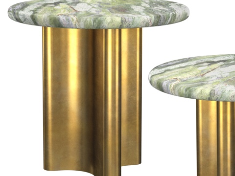  现代轻奢石材金属边几3d模型 