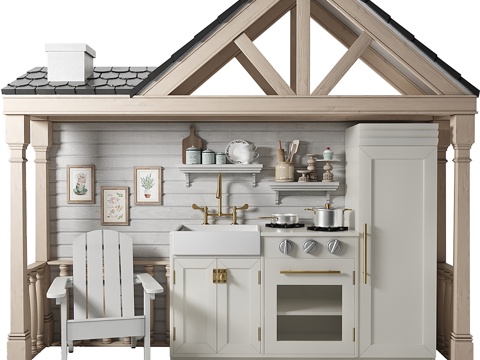  现代 Pottery Barn 儿童游乐厨房3d模型 