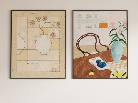  现代抽象装饰画挂画3d模型 