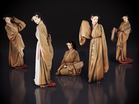  2D古装人物 古典美人 西汉美女 古装美女 女人 汉服 站姿su模型 