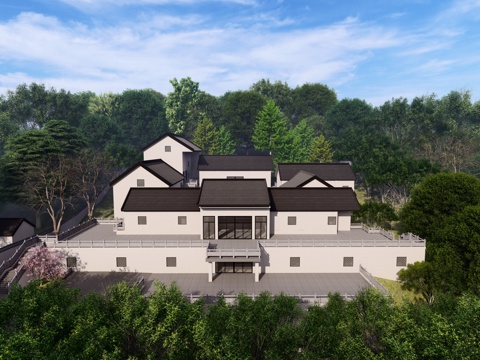 新中式建筑su模型 