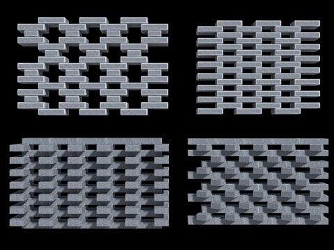  现代青砖隔断 镂空青砖墙 青砖装饰墙 创意青砖墙 镂空砖墙3d模型 