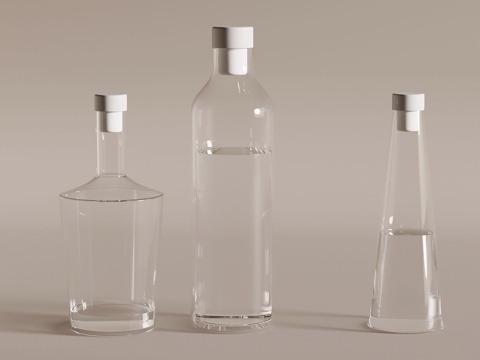  现代玻璃杯 水瓶3d模型 