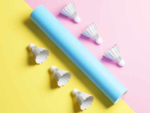  白色羽毛球 羽毛球桶场景 羽毛球 体育运动3d模型 