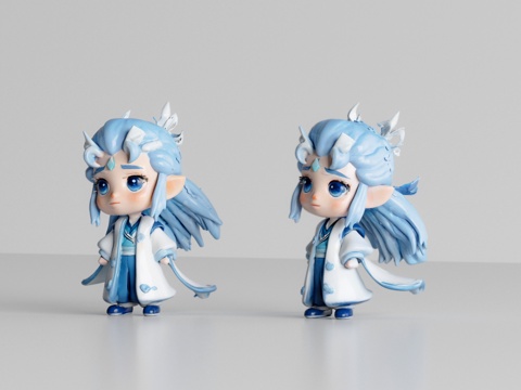  哪吒魔童闹海 敖丙 Q版 卡通手办 雕塑摆件su模型 
