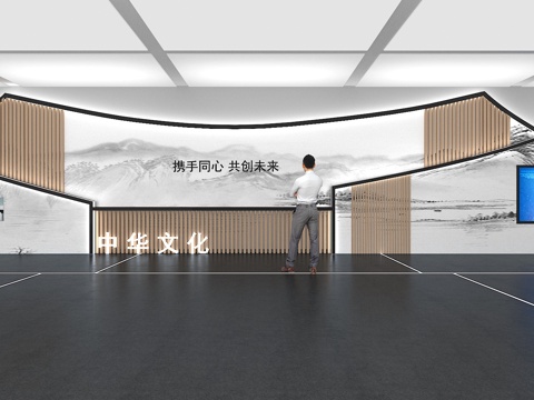  文化墙 企业文化墙 展示墙 VR 展厅 校园文化 教室su模型 