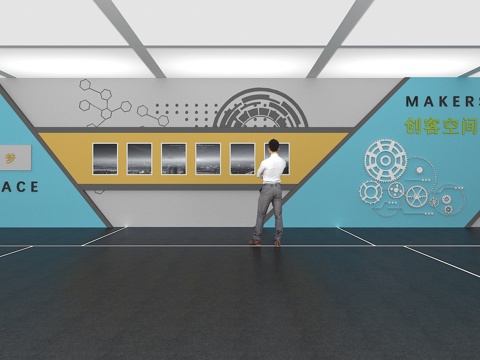  文化墙 企业文化墙 展示墙 VR 展厅 校园文化 教室su模型 