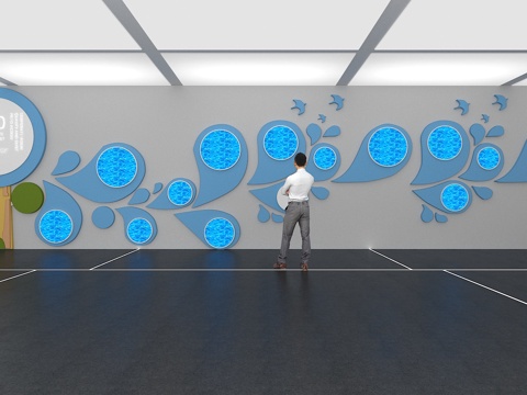  文化墙 企业文化墙 展示墙 VR 展厅 校园文化 教室su模型 