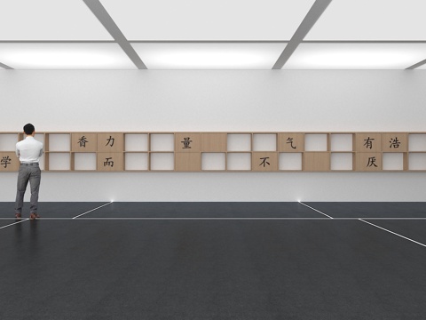  文化墙 国学文化墙 展示墙  展厅 校园文化 走廊 教室su模型 
