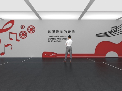  文化墙 音乐文化墙 展示墙 VR 展厅 校园文化 教室su模型 