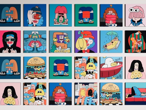  现代挂画 卡通装饰画组合 儿童挂画 照片墙 无边框su模型 