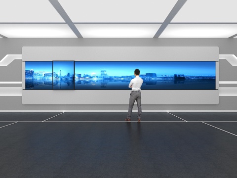  滑轨屏 企业文化墙 展示墙 VR 展厅 校园文化 教室su模型 