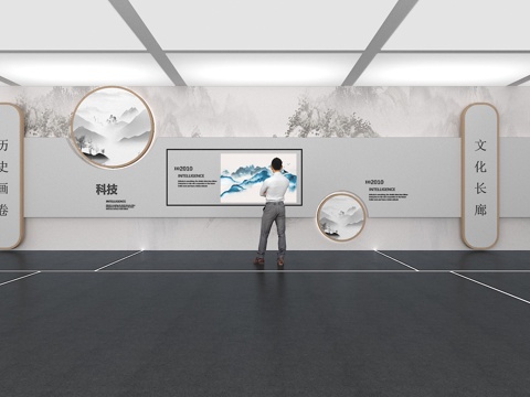  文化墙 企业文化墙 展示墙 VR 展厅 校园文化 教室su模型 