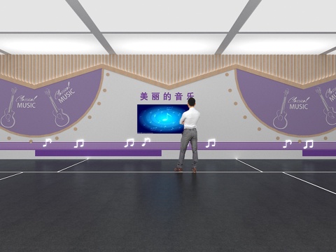  文化墙 音乐文化墙 展示墙 VR 展厅 校园文化 教室su模型 