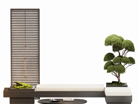  现代植物卡座沙发3d模型 