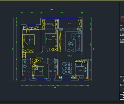  家装全套平面图立面施工图图纸cad施工图 