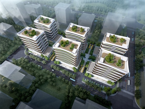  产业园区办公楼3d模型 
