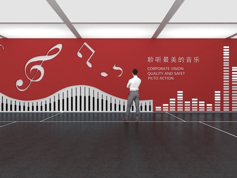 文化墙 音乐文化墙 展示墙 VR 展厅 校园文化 教室su模型 