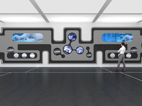  文化墙 企业文化墙 展示墙 VR 展厅 校园文化 教室su模型 