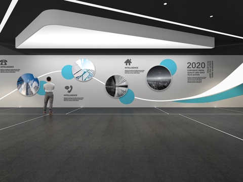  文化墙 企业文化 展示墙 主题墙 展厅 校园文化 走廊 教室su模型 