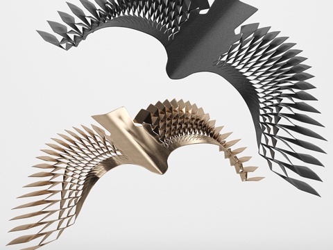  新中式飞鸟金属挂件3d模型 