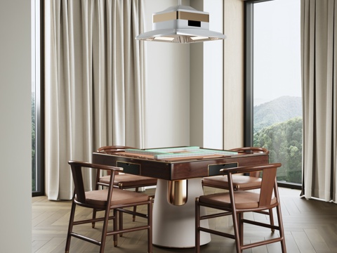 新中式棋牌室3d模型 