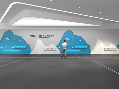  文化墙 企业文化墙 展示墙  展厅 校园文化 走廊  教室su模型 