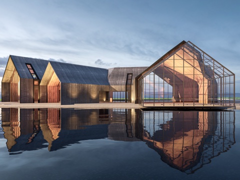  现代美术馆建筑 公共建筑 景观建筑 展览馆建筑 驿站建筑su模型 