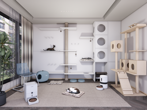  现代宠物娱乐室 猫爬架3d模型 