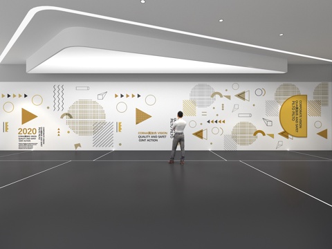  文化墙 企业文化墙 展示墙  展厅 校园文化 走廊  教室su模型 