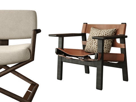  现代休闲椅 Cassina 侘寂 亚克力 布艺 沙发椅3d模型 