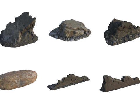  石头岩石海滩鹅卵石3d模型 