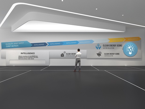  文化墙 企业文化墙 展示墙  展厅 校园文化 走廊  教室su模型 