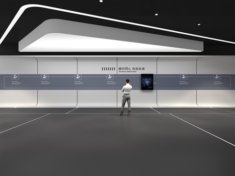  文化墙 企业文化 展示墙  展厅 校园文化 滑轨屏  教室su模型 